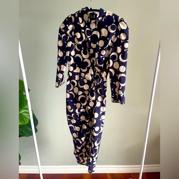 Donna Morgan Geometric Circle Midi Dress 3/4 Sleeves Size 4 - Picture 4 of 4